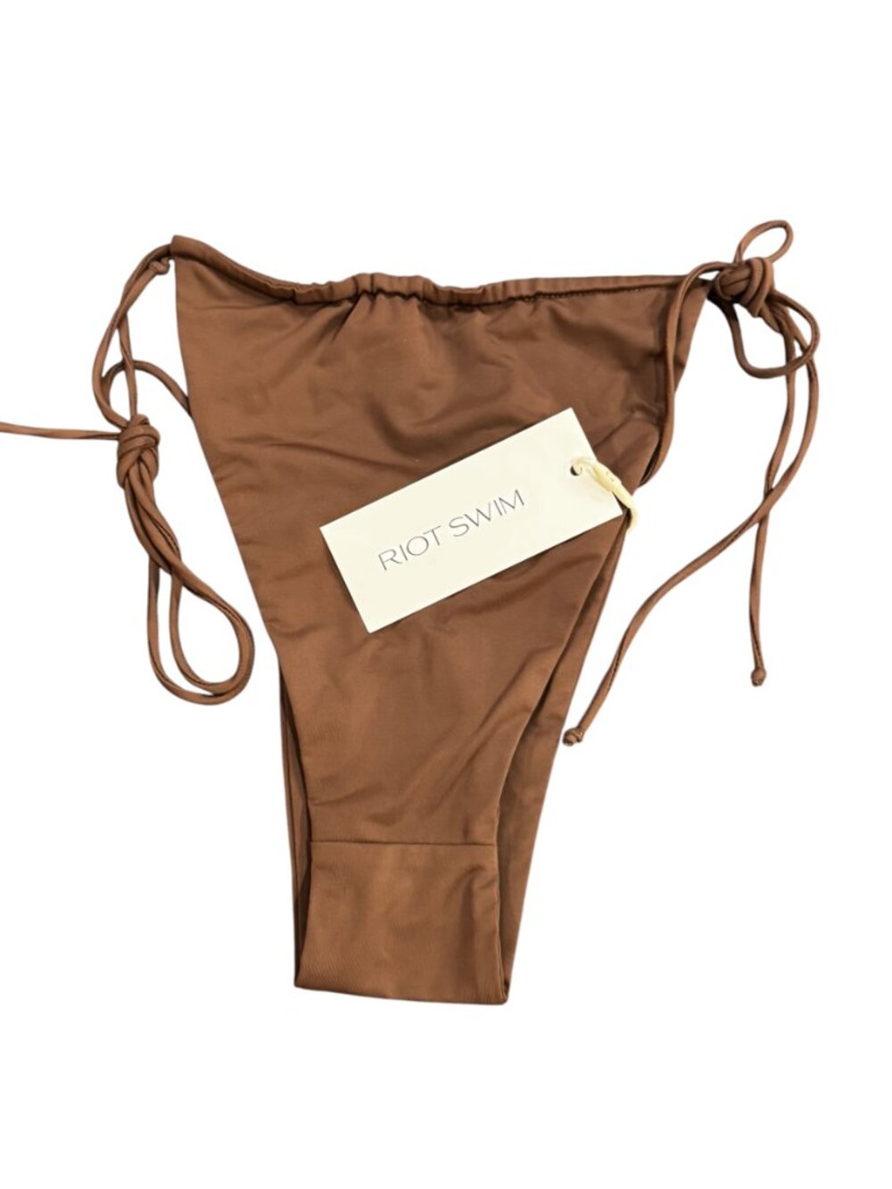 Riot Swim Bixi Bikini Bottom NWT Chocolate Brown Tie Side Minimal - Picture 9 of 11